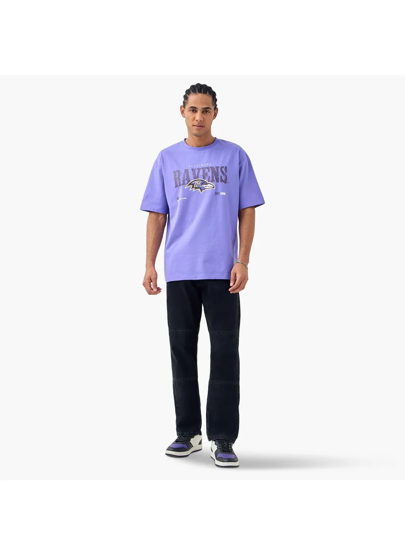 اس بي كاركترز Baltimore Ravens Print Crew Neck T-shirt with Short Sleeves