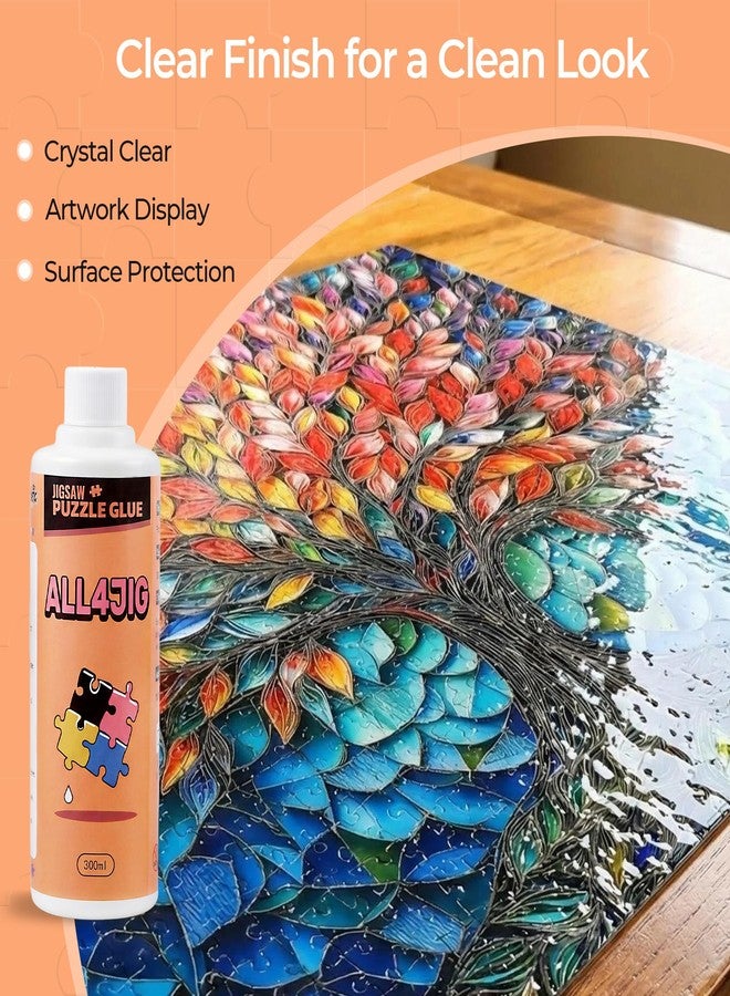 ALL4JIG Large Capacity Jigsaw Puzzle Glue Clear Drying 300ml with Scraper, Puzzle Saver & Sealer for Finished Puzzles, Smooth Gloss Finish, for 1000 Piece Puzzles - Image 5