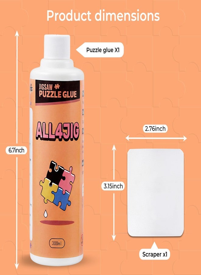 ALL4JIG Large Capacity Jigsaw Puzzle Glue Clear Drying 300ml with Scraper, Puzzle Saver & Sealer for Finished Puzzles, Smooth Gloss Finish, for 1000 Piece Puzzles - Image 3