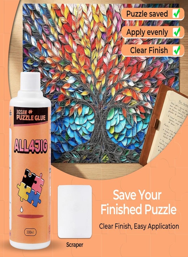 ALL4JIG Large Capacity Jigsaw Puzzle Glue Clear Drying 300ml with Scraper, Puzzle Saver & Sealer for Finished Puzzles, Smooth Gloss Finish, for 1000 Piece Puzzles - Image 2