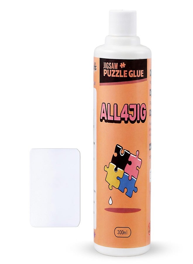 ALL4JIG Large Capacity Jigsaw Puzzle Glue Clear Drying 300ml with Scraper, Puzzle Saver & Sealer for Finished Puzzles, Smooth Gloss Finish, for 1000 Piece Puzzles - Image 1