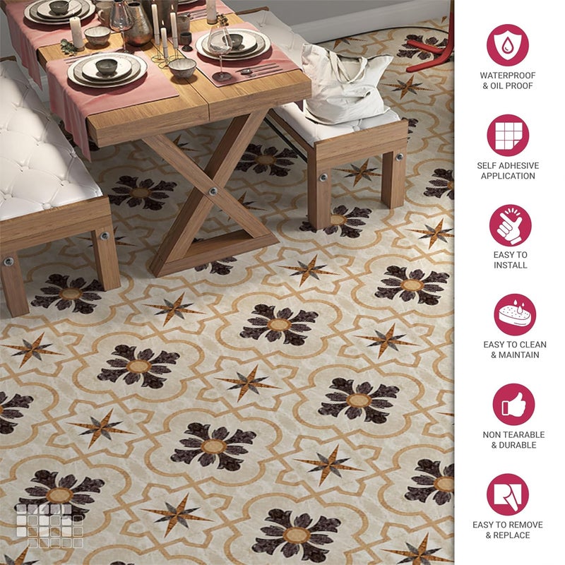 MOSAICOWALL Mosaicowall DIY Peel and Stick Self Adhesive Floor Tiles for Kitchen Living Room Matte Flooring Tile FST00312 Pcs 6 X 6 Inches  - Image 2