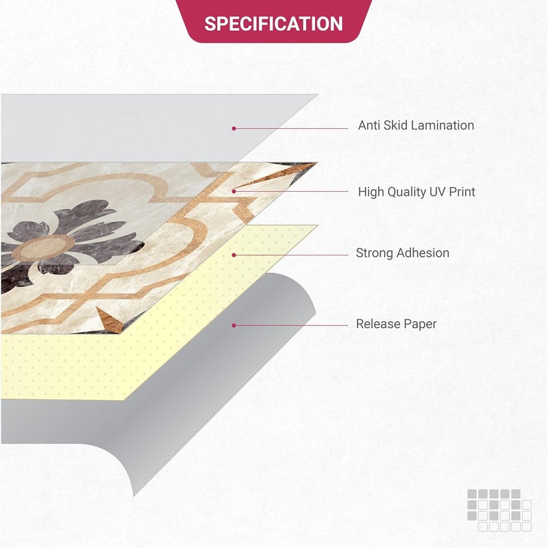 MOSAICOWALL Mosaicowall DIY Peel and Stick Self Adhesive Floor Tiles for Kitchen Living Room Matte Flooring Tile FST00312 Pcs 6 X 6 Inches  - Image 4