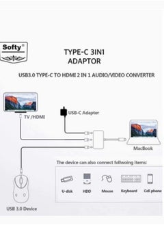 joyzzz USB Type C 3 in 1 4K HDMI Switch Output USB C Charging Port For MacBook Samsung Huawei Apple Converter  - Image 3