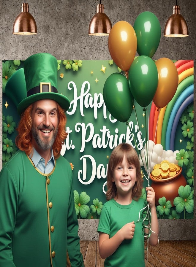 LUUFILx St. Patricks Day Banner Backdrop Happy St. Patrick’s Day Photography Background Irish Lucky Clover Shamrocks Rainbow Pot of Gold Hanging Decor for Wall Home Photo Booth Prop Party Decorations Supplies - Image 3