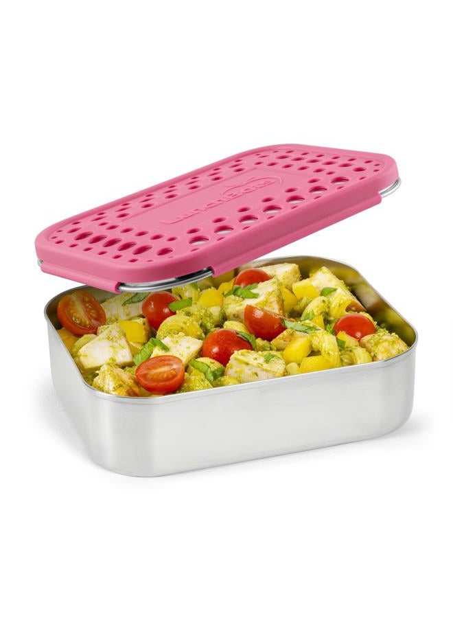LunchBots (Pink) - Uno Stainless Steel Food Container - Open Design Perfect for Sandwiches, Wraps, Salads or a Small Meal - Eco-Friendly, Dishwasher Safe and BPA-Free - Pink Dots - Image 1