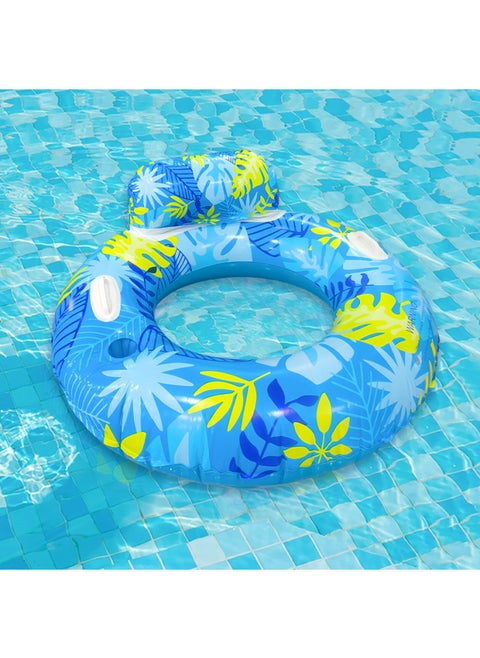 Outdoor Water Recreation Backstrap Handle Leaves Two-color Adult Underarm Ring PVC Thickened Anti-rollover Swimming Ring-After Inflating Outer Diameter:110 With Handle#Adult( 65-80kg )-Inner Diameter After Inflating:Backrest Handle Leaf Two-color Swimming Ring Blue