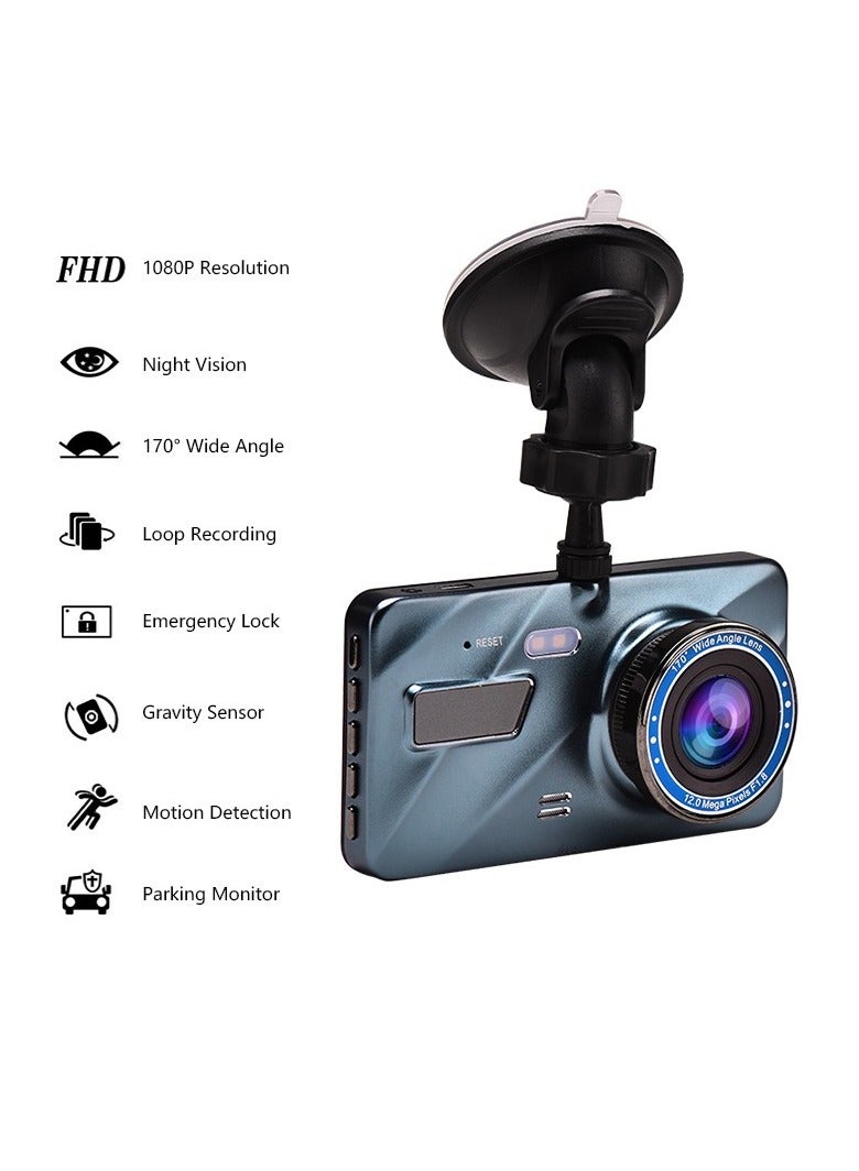 Generic 4 inch Car DVR Dash Cam Recording G-sensor 1080P HD Dual Lens Camera Video Audio  - Image 2