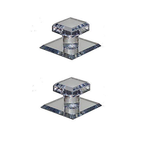 Mirart Pull Handle, Self Stick Small Square Acrylic Mirror Beveled Knob (2 Pack) - Image 1