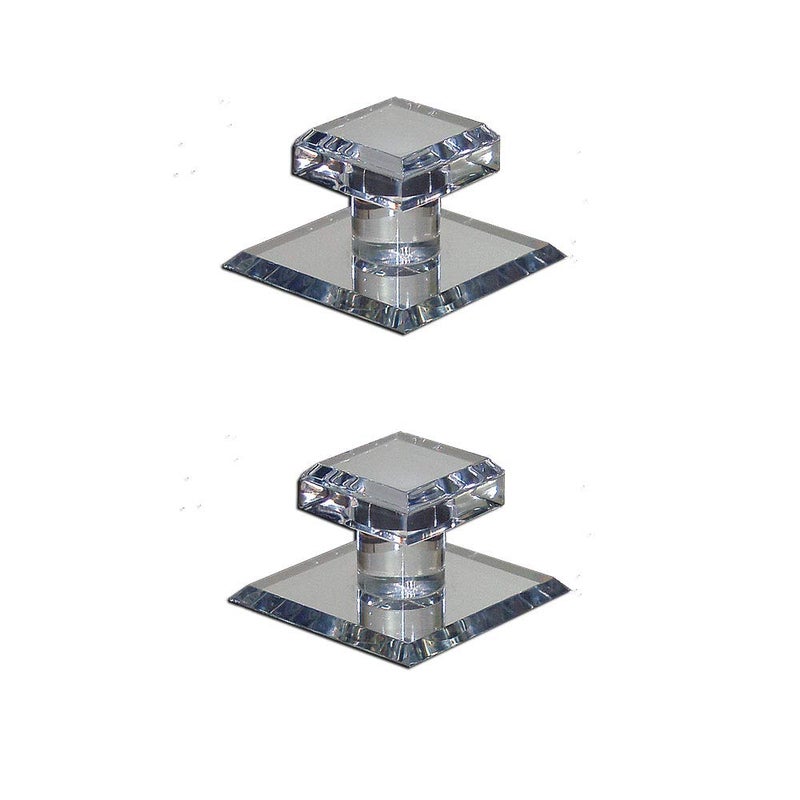 Mirart Pull Handle, Self Stick Small Square Acrylic Mirror Beveled Knob (2 Pack) - Image 4