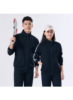 Generic Casual Unisex Spring Autumn Running Sweatshirt Couple Matching Open Cardigan Style Health Fabric Inner Soft Cotton Polyester Dark blue 