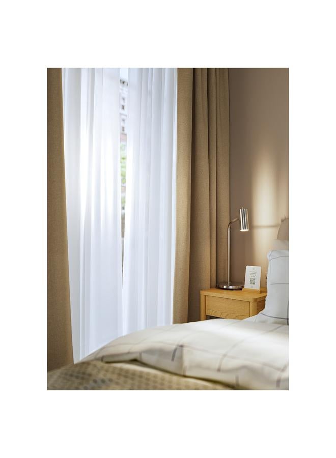 Zaboon Room darkening curtains, 1 pair, with heading tape/yellow-beige, 135x300 cm - Image 3