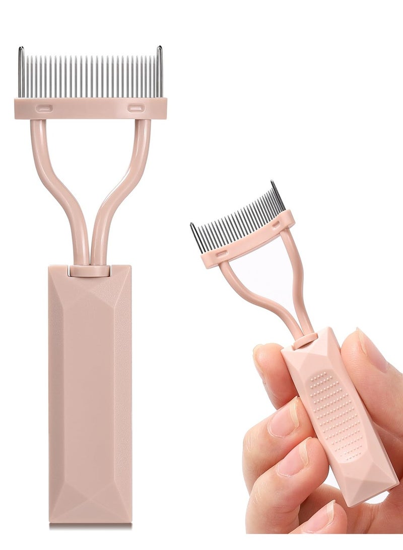 General Eyelash Comb Separator, Arc Designed Lash Definer Comb Makeup Mascara Comb Applicator With Cover, Eye Cosmetic Brush Tool (Pink)  - Image 1
