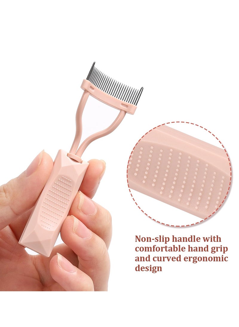 General Eyelash Comb Separator, Arc Designed Lash Definer Comb Makeup Mascara Comb Applicator With Cover, Eye Cosmetic Brush Tool (Pink)  - Image 2
