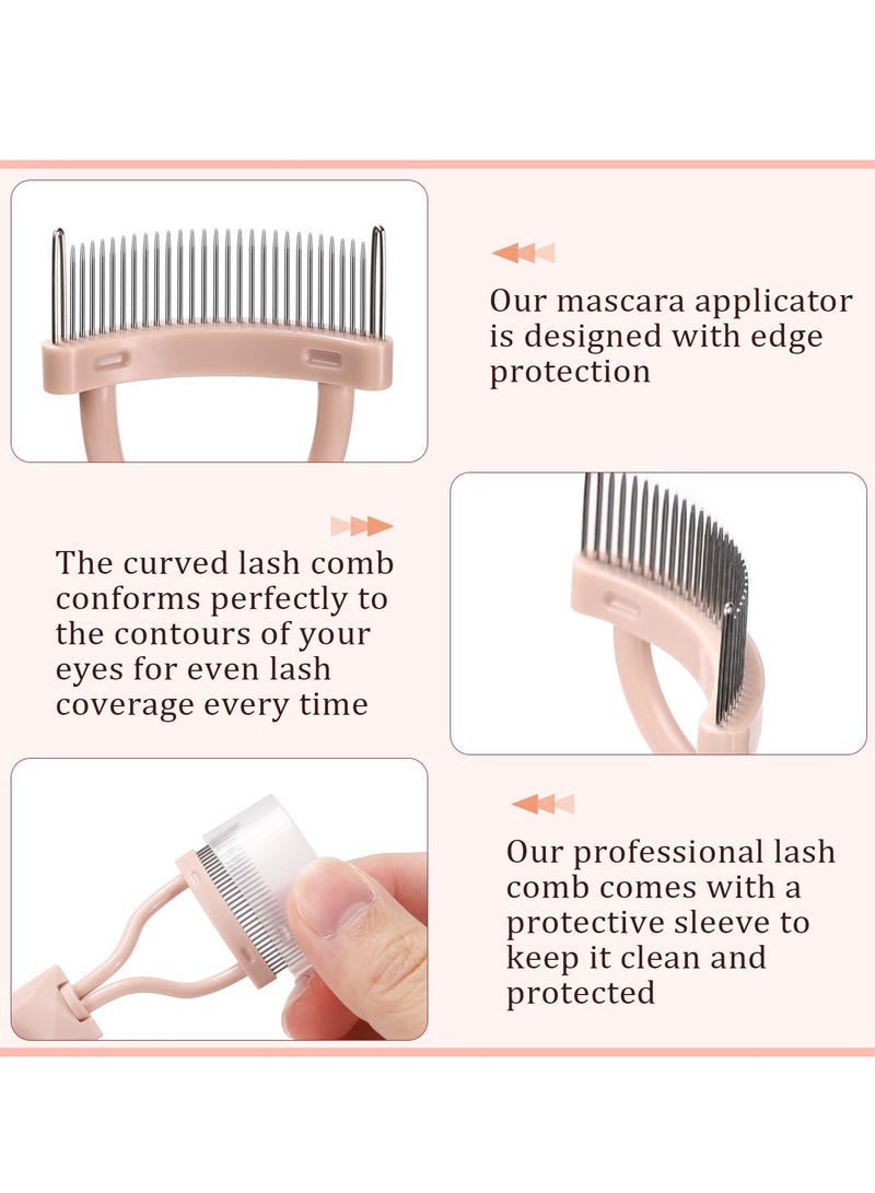 General Eyelash Comb Separator, Arc Designed Lash Definer Comb Makeup Mascara Comb Applicator With Cover, Eye Cosmetic Brush Tool (Pink)  - Image 4