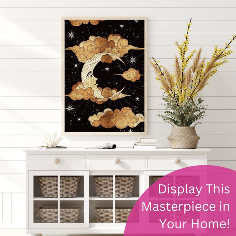 Modern Merch Moon Diamond Art for Adults Celestial Night Sky Landscape 5D Diamond Painting for Adults DIY Moon Decor Cross Stitch Gem Art, Round Drill 12x16 - Image 2