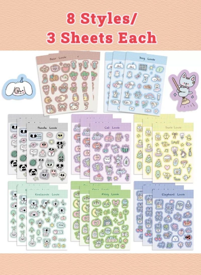 AuliceVerse 8 Style Cute Cartoon Animal Stickers Waterproof DIY Decor for Journals Phone Cases Notebooks - Image 1