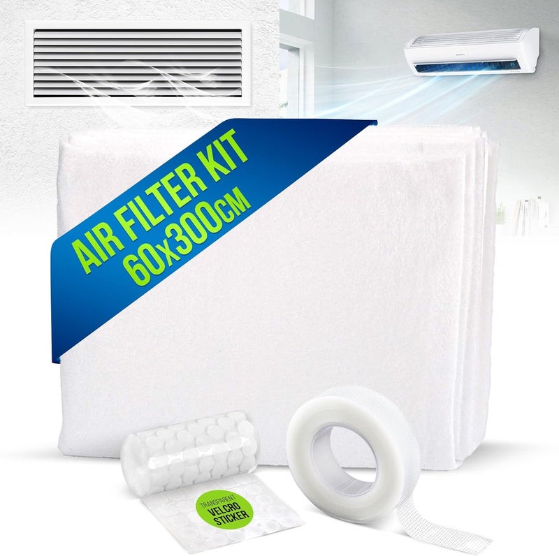Neobloom AC Filter Electrostatic Air Filter Sheet for Healthy Anti Allergy Anti Dust Airflow for Split AC & Central Air Conditioner Vent Air Filter for Clean Air Replacement 60X300CM + Adhesive Tape - Image 1
