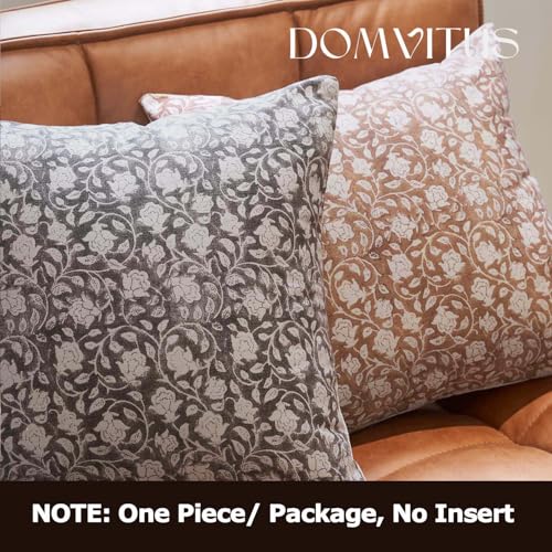 DOMVITUS Floral Pillow Covers 20x20, Throw Pillows for Couch, Floral Print Pillow Cover, Decorative Neutral Accent Throw Pillow Covers for Living Room, 1PC, Taupe - Image 3