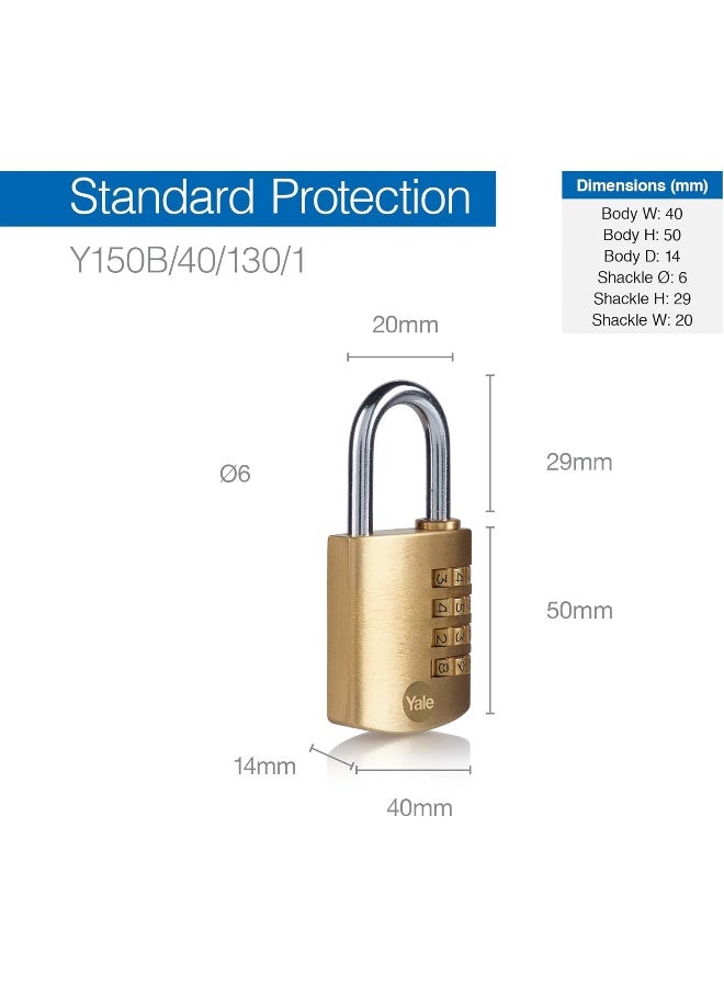Yale Y150B/40/130/1/B 40 mm Combination Padlock  - Image 3
