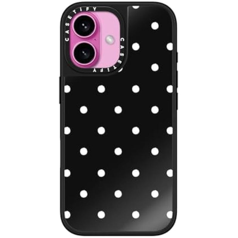 Casetify Mirror iPhone 16 Case 【Reflective / 4.9ft Drop Protection/Compatible with Magsafe】 - Classic Dottie - Black On Black - Image 2