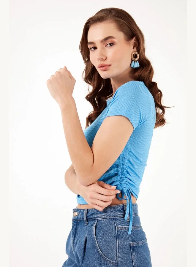 Lela  Lela Slim Fit V-Neck Blouse with Gathered Sides Women's Blouse 5864011 for Women | Best Price UAE