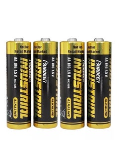 4-Piece AA Alkaline Battery - High Power LR6 1.5V Industrial Alkaline Battery Black