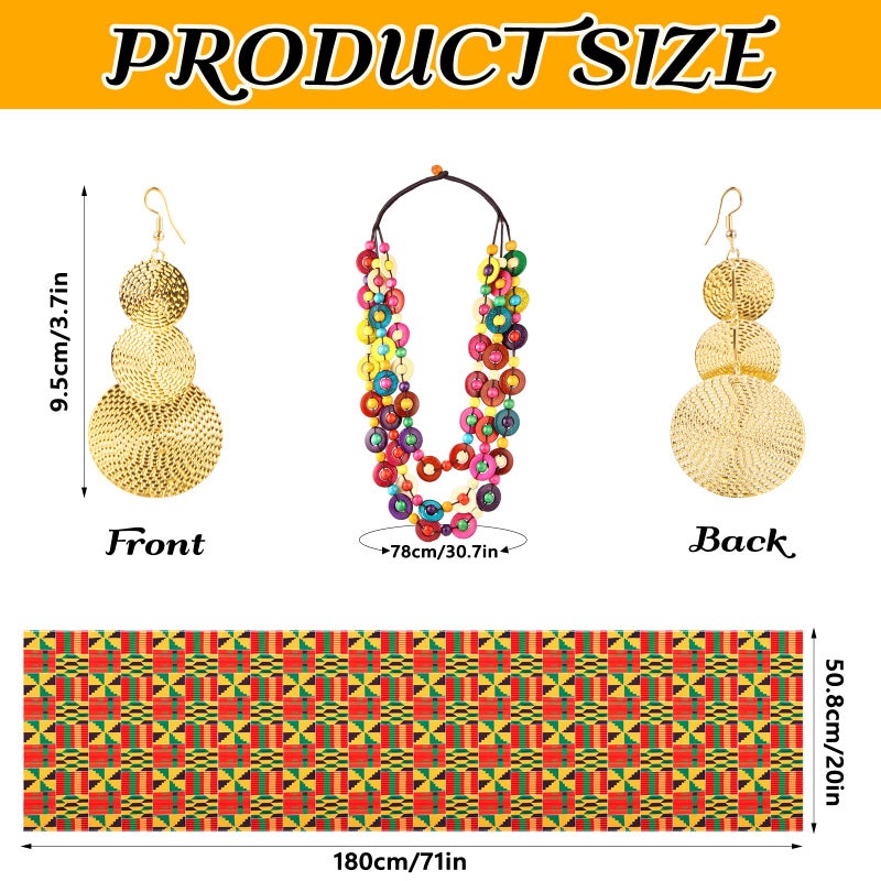 Kitimi 4Pcs African Dresses for Women African Attire Traditional Costume Black History Month Decorations Head Wrap Scarf - Image 3