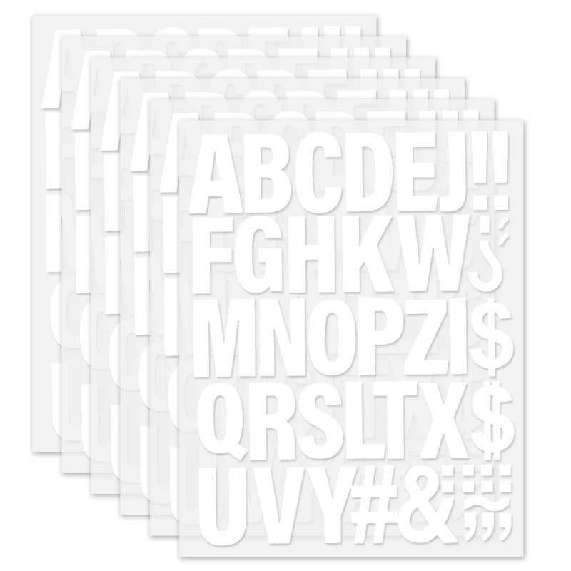 Eteamcan White Iron on Letters for Clothes 2 Inch Ironon Heat Transfer Vinyl Letters for Clothing T Shirts Alphabets Name Printing 6 Sheets