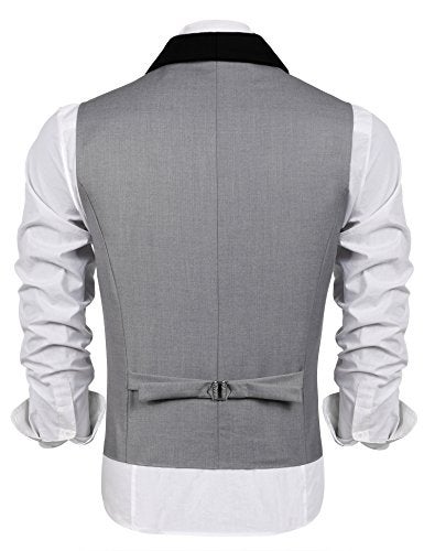 COOFANDY Men's V-Neck Sleeveless Slim Fit Jacket Suit Vest Business Dress Vests Casual Wedding Waistcoat, Grey, XX-Large (Chest 49.2") - Image 5