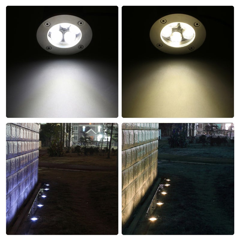 5W AC/DC 12V LED Underground Light Lamp 550LM High-power Tempered Glass Outdoor Ground Garden Path Floor Stair Yard Spot Landscape Lamp IP67 Waterproof Warm White - Image 3