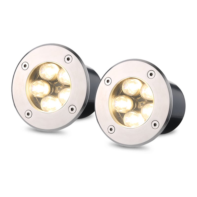 5W AC/DC 12V LED Underground Light Lamp 550LM High-power Tempered Glass Outdoor Ground Garden Path Floor Stair Yard Spot Landscape Lamp IP67 Waterproof Warm White - Image 2