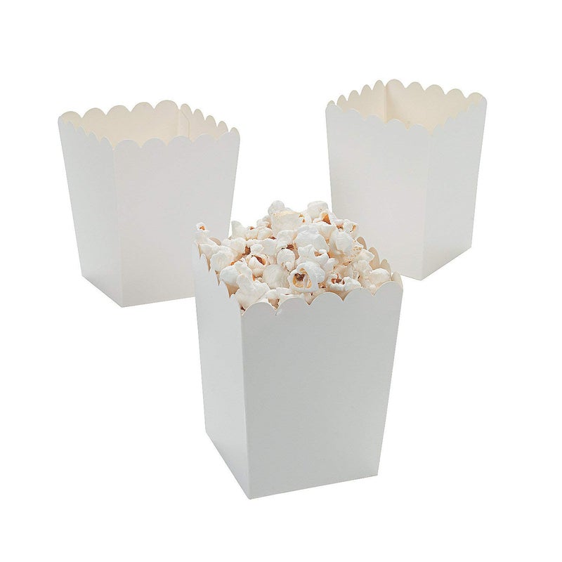 Fun Express Mini White Popcorn Boxes - Popcorn Containers - 24 pack of Paper Popcorn Boxes for Party - Image 4