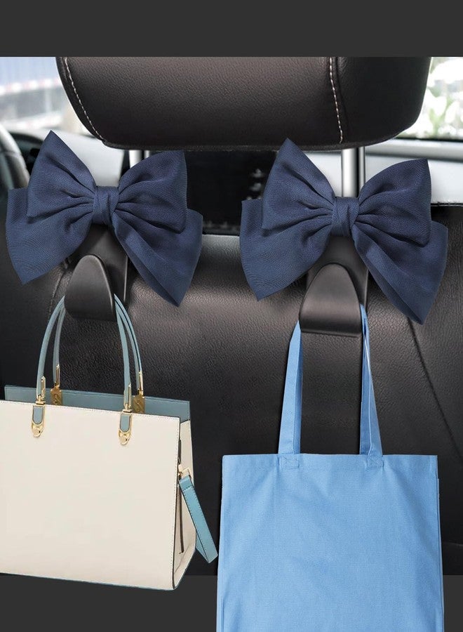 BVGACI 2 Pack Car Purse Hooks, Cute Bow Car Seat Headrest Hook Hanger for Purses and Bags (Sapphire blue) - Image 2