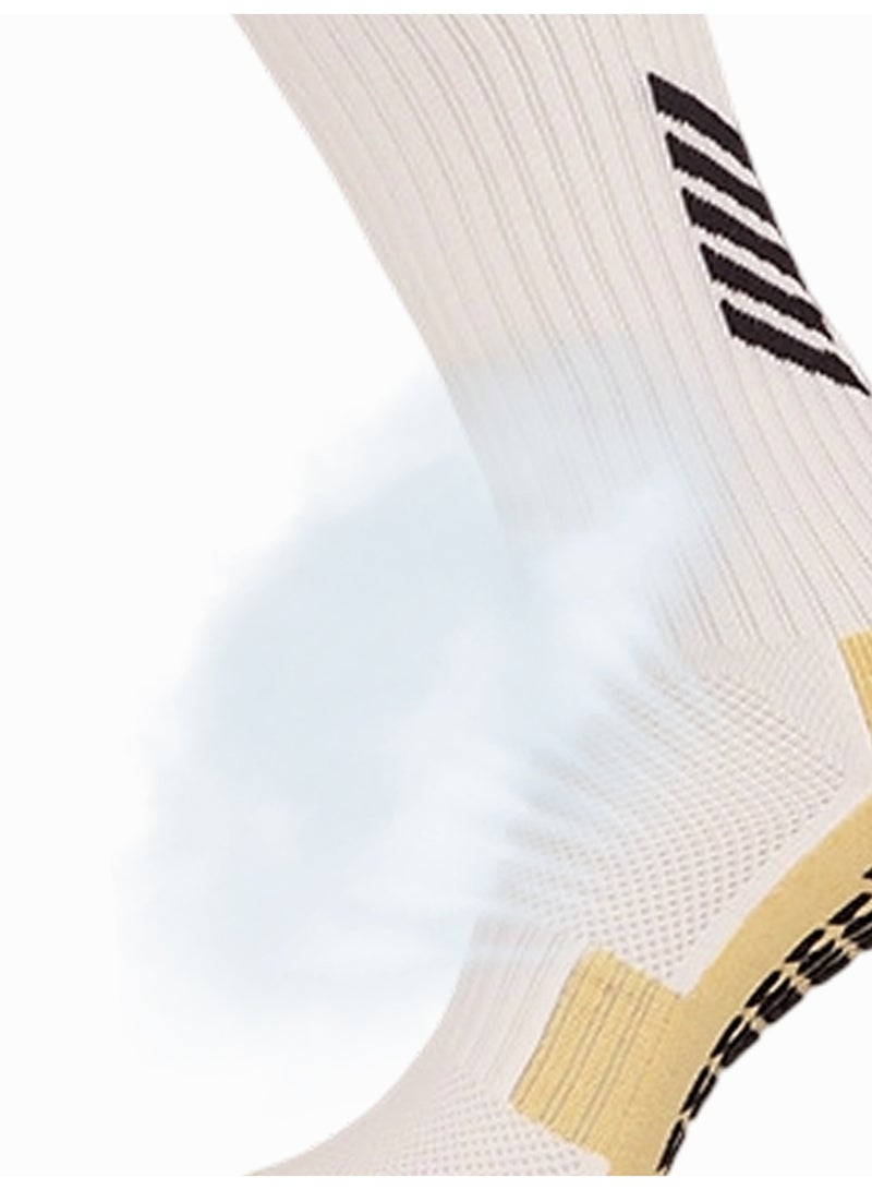 (3 PAIRS) Kids Youth Anti-Slip Grip Socks for Football Soccer Running | White Shock-Absorbing Performance Training Gear | Traction & Wicking - Image 4