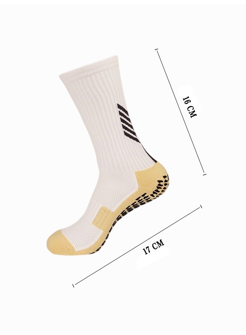 (3 PAIRS) Kids Youth Anti-Slip Grip Socks for Football Soccer Running | White Shock-Absorbing Performance Training Gear | Traction & Wicking - Image 2