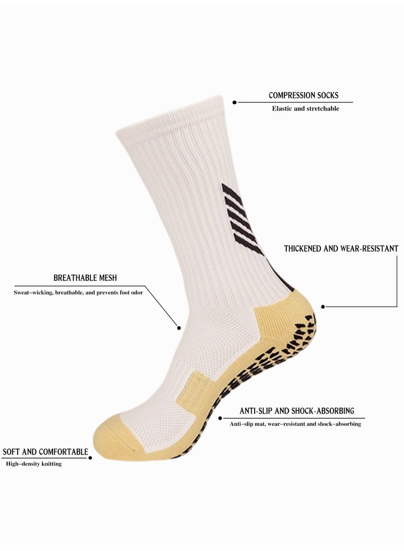 (3 PAIRS) Kids Youth Anti-Slip Grip Socks for Football Soccer Running | White Shock-Absorbing Performance Training Gear | Traction & Wicking - Image 3