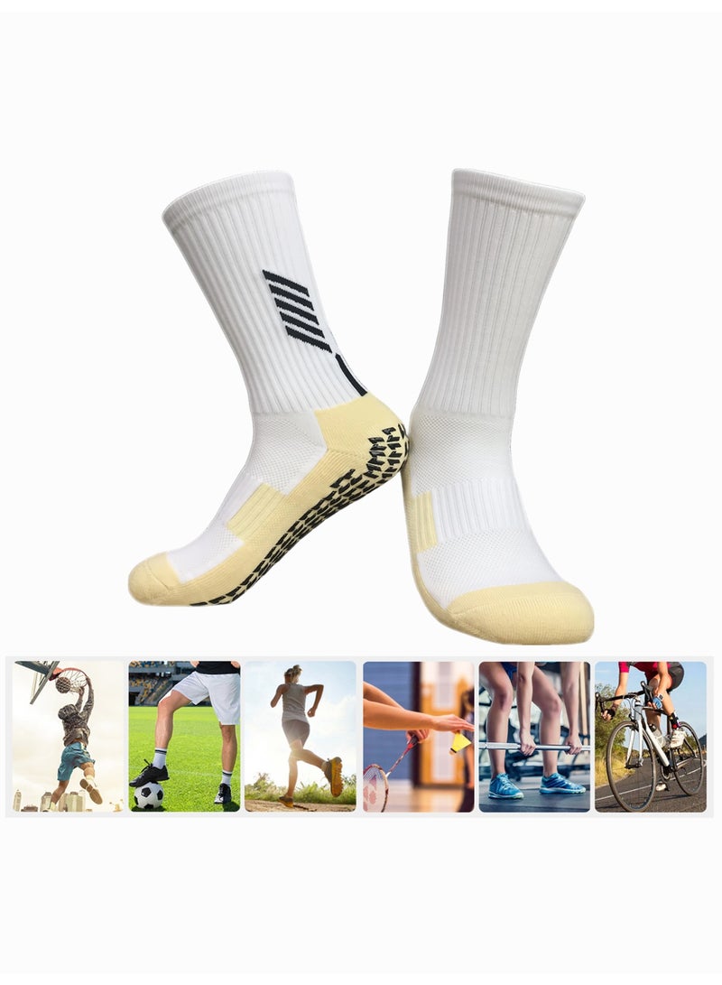 (3 PAIRS) Kids Youth Anti-Slip Grip Socks for Football Soccer Running | White Shock-Absorbing Performance Training Gear | Traction & Wicking - Image 5