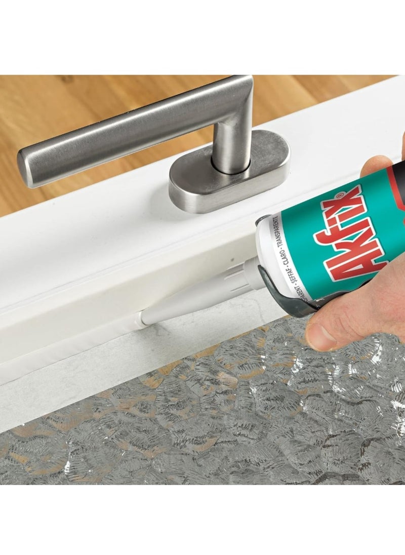 AKFIX - Akfix 100E RTV Clear Silicone -100% Waterproof Silicone Sealant for Kitchen and Bathroom, Shower, Toilet, Sink, Window and Door, UV Resistant,1 Pack, - Image 1