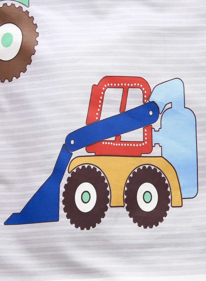 J-pinno Cars Digger Tractors Bulldozers Boys Girls Cartoon Duvet Cover + Pillowcase Set, Zipper Closure, 100% Percale Cotton, for Kids Crib Toddler Bedding Decoration Gift (Crib 47" X 59", Cars) - Image 5