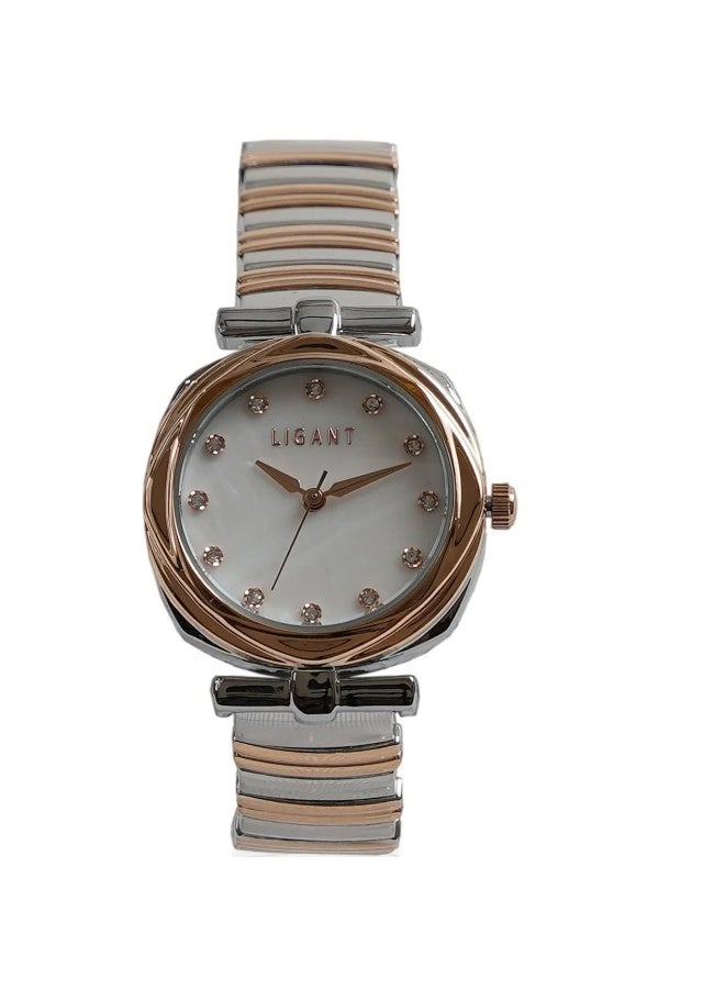 LIGANT Luxury Women's Stainless Steel Watch in Rose Gold & Silver - Elegant Modern Design - Rust Resistant Wristwatch for Events & Daily Wear - Image 1