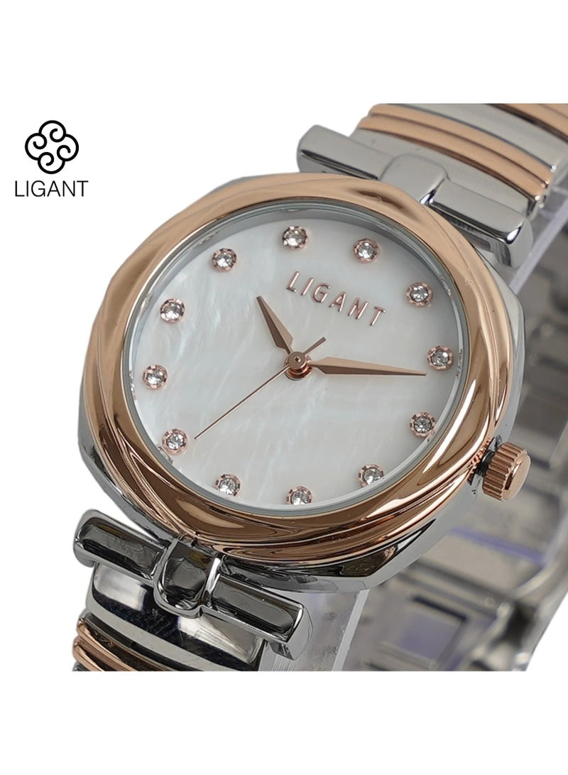 LIGANT Luxury Women's Stainless Steel Watch in Rose Gold & Silver - Elegant Modern Design - Rust Resistant Wristwatch for Events & Daily Wear - Image 2
