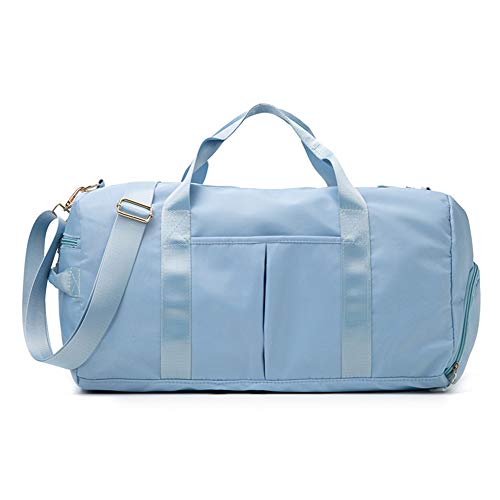 KARRESLY Sports Gym Bag for Women or Men Travel Duffel Bag with Wet Pocket and Shoes Compartment for Training Swim Yoga(Light Blue) - Image 1