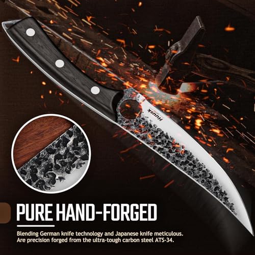 Huusk Viking Boning Knife 6 inch, Japanese Boning Knives for Meat Cutting, Full Tang Fillet Knife with Sheath, Brisket Trimming Knives for BBQ, Camping, Christmas Gift for Men and Women - Image 3