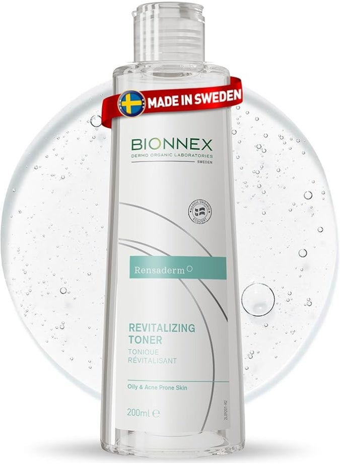Bionnex Rensaderm Revitalizing Toner – Deep Cleansing and Purifying Tonic for Oily and Acne-Prone Skin – With Empetrum Nigrum, Retinol & Bisabolol – Balances Sebum, Soothes, and Fights Aging – 200 ML