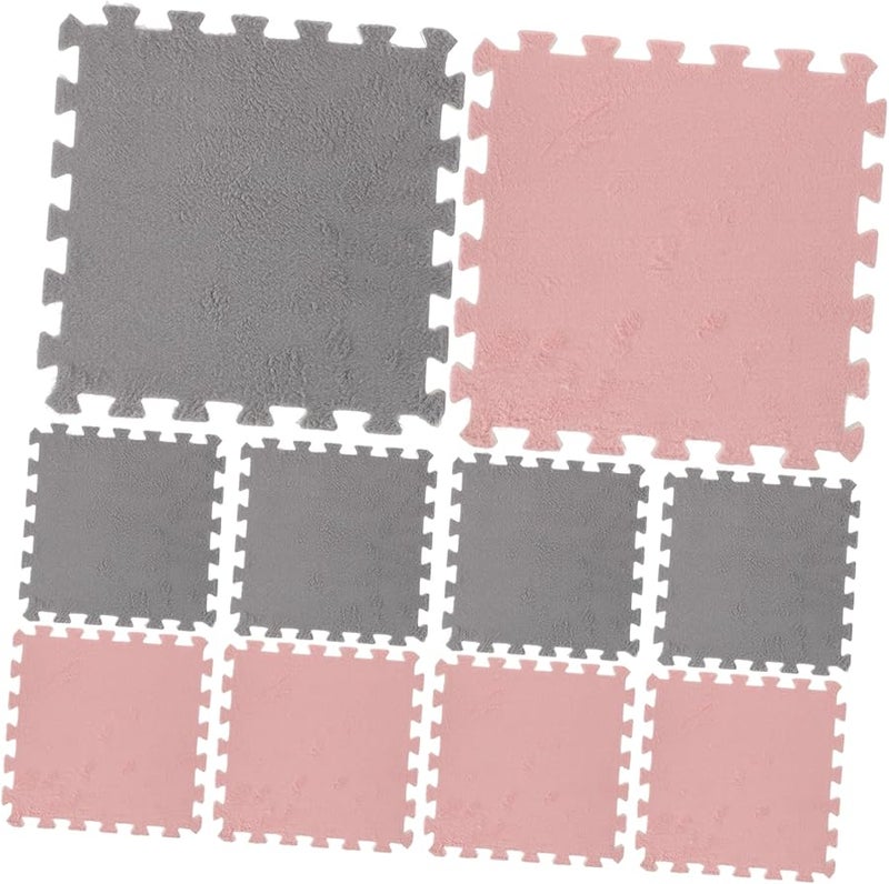 10 Pcs Interlocking Play Mat Puzzle Rug Non Slip Bottom For Kids Floor - Image 1
