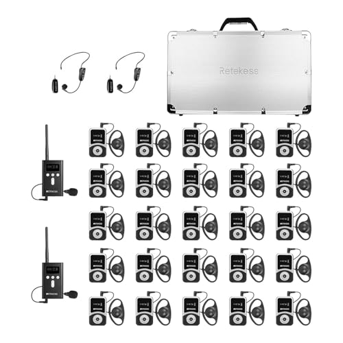 Retekess T130S(2nd Gen T130) Simultaneous Interpretation System, Upgraded Longer Range, 2 Wireless Mic, Assisted Listening Devices, Translator System for Court (2 Transmitter 25 Receiver) - Image 1