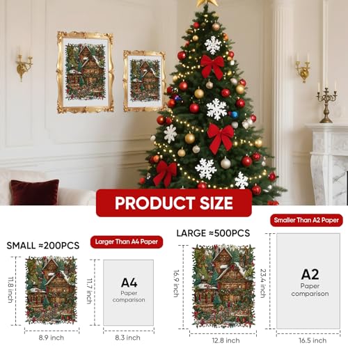 MEATRN Christmas Forest House Wooden Jigsaw Puzzle for Adults 200 Pcs 89 x 118 Educational Wood Puzzle Family Game Brain Teaser Gift for Boys Girls Beautiful Packaging - Image 5