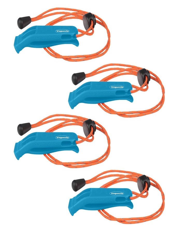 VOGUCCLO 4PCS Emergency Whistle with Adjustable Lanyard for Boat Fishing Hiking Kayaking Camping Safety Survival Signal (Blue) - Image 1