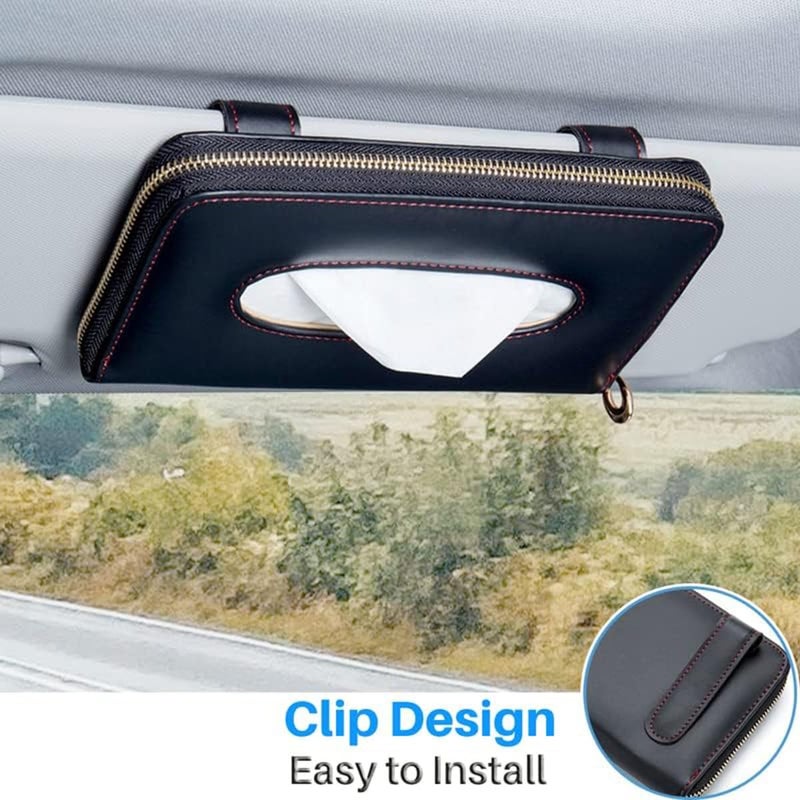 Maharsh Auto Accessories Car Sun Visor Tissue Box Car Back Seat Headrest Hanging Multi-use Tissue Box Durable Premium Elegant Design Paper Napkin Holder Tissue Holder-1pcs - Image 2
